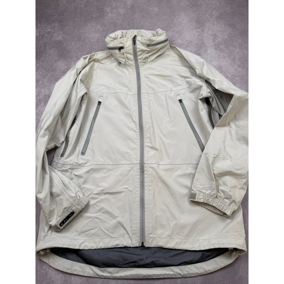 Y2K Nike Storm Fit Jacket Beige Full Zip Hooded Lightweight Athletic Men Large - Picture 3 of 16